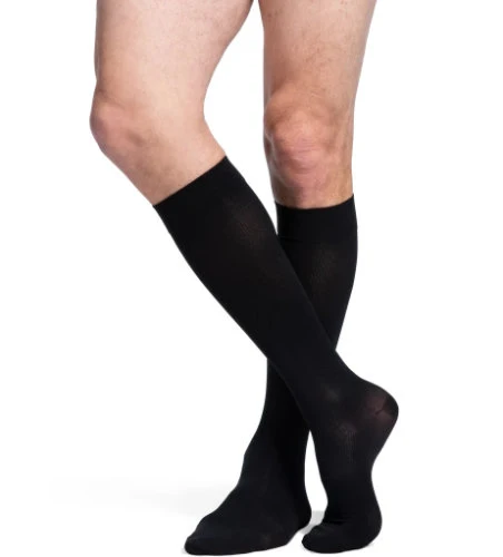 Sigvaris 862C/P Men's Ribbed Opaque, 20-30 mmHg, Full-Calf Knee High, Silicone Top Band - Image 2