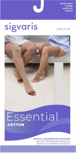 Sigvaris 232N Cotton (Unisex), 20-30 mmHg, Thigh High w/Silicone, Open Toe