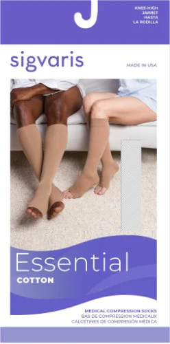 Sigvaris 232CO Cotton (Unisex), 20-30 mmHg, Knee High, Open Toe