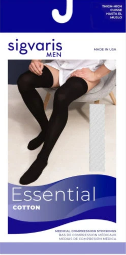 Sigvaris 232N Cotton for Men, 20-30 mmHg, Thigh High w/Silicone, Closed Toe - Image 4