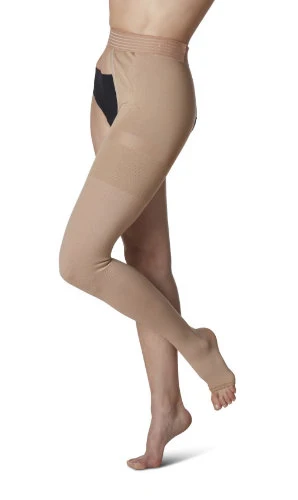 Sigvaris 503W Natural Rubber Thigh High w/Waist Attachment 30-40 mmHg, Open Toe - Image 2