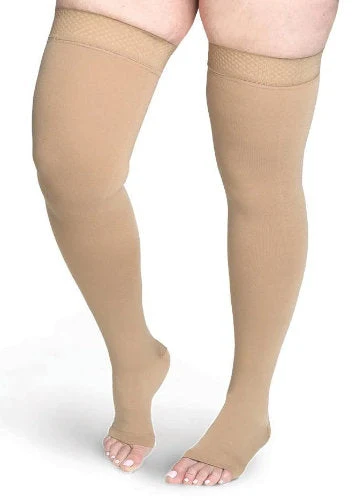 Sigvaris 553NO Secure, 30-40 mmHg, Thigh High, Open Toe, Silicone Band