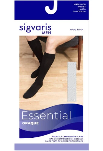 Sigvaris 863C/S Men's Ribbed Opaque, 30-40 mmHg, Knee High w/Silicone Band - Image 5