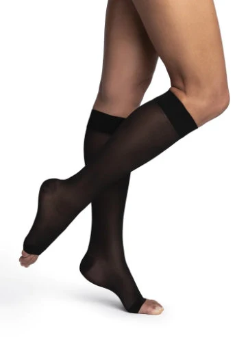 Sigvaris 981CO Women's Dynaven Sheer, 15-20 mmHg, Knee High, Open Toe